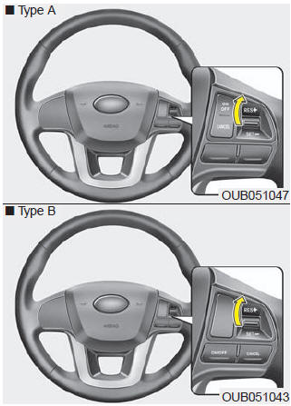 To increase cruise control set speed: