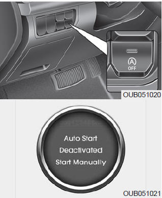 If you open the engine hood in auto stop mode, the light on the ISG OFF button